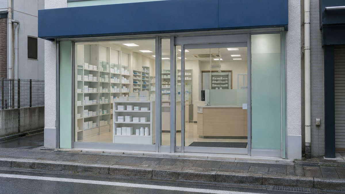 生活商店街にある小規模な調剤薬局