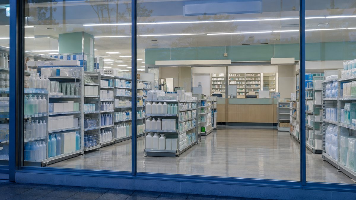 売場の奥に調剤受付が見える無人の店舗