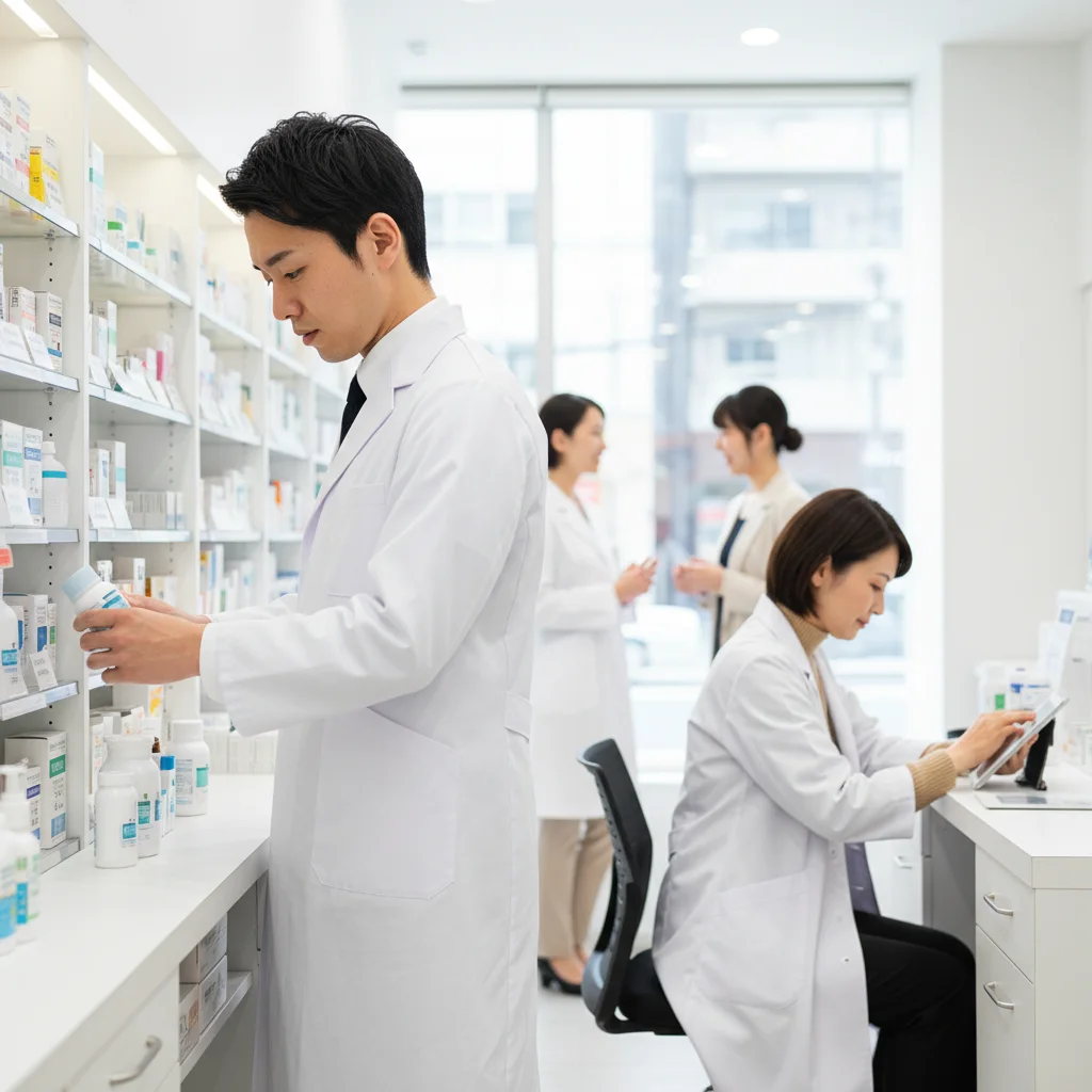 完璧主義で悩むヒーロータイプの薬剤師と、職場で孤立するスケープゴートタイプの薬剤師のイラスト。他者評価に依存する働き方の問題点と、自己評価軸を持つことの重要性を示唆している。