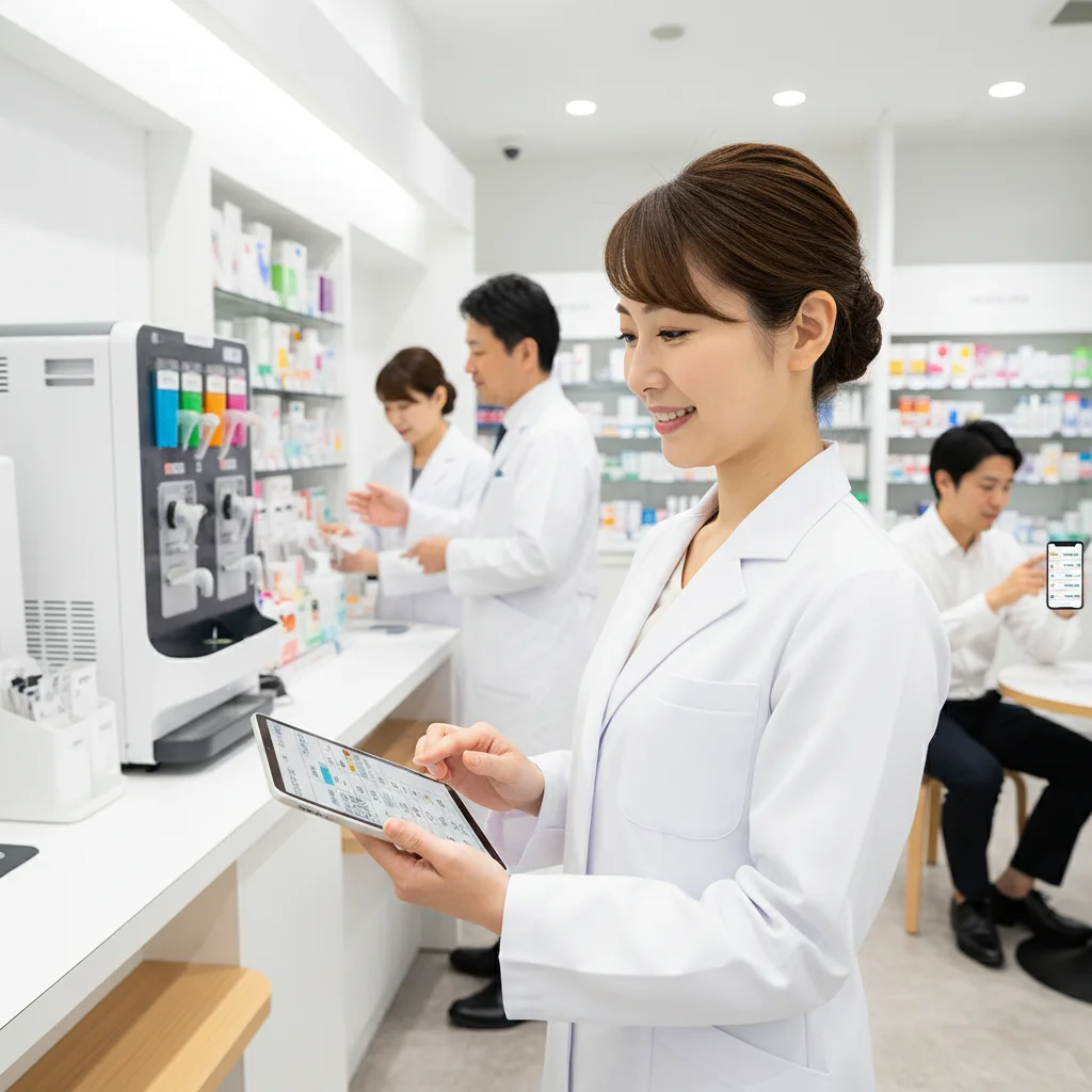 薬剤師の転職に役立つ、薬局の種類ごとの設備投資と働き方の特徴を比較した表。大手チェーンや中小薬局など、経営の安定性を見極めるポイントを解説しています。