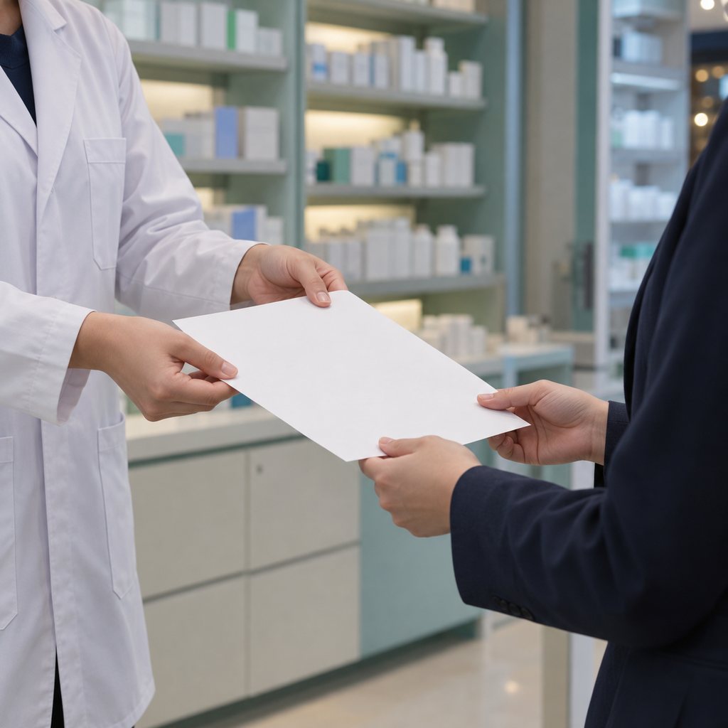 休暇条件について採用相談をする薬剤師の手元