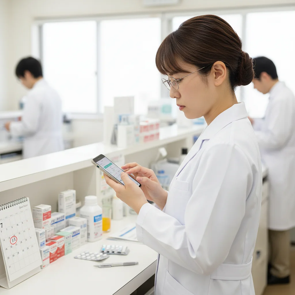 夏休みの取得に悩む薬剤師の女性。現在の職場で休みが取れないストレスから、より良い働き方を求めて転職を検討している様子。