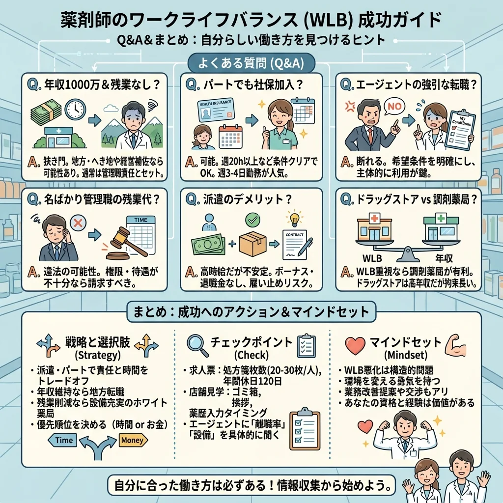 白衣を着た薬剤師が上司と面談している様子。退職を覚悟し、働き方や部署異動といった条件交渉を真剣な表情で行っている。
